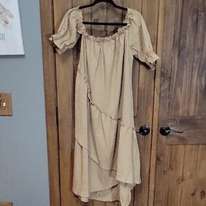 Elegant Beige Off-Shoulder Dress